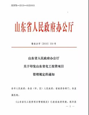 今后山東化工項目投資咋管理?這份官方文件說明白了